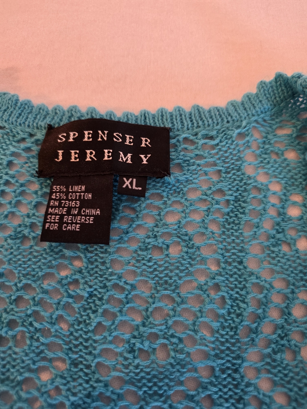Spenser Jeremy Open Knit Teal Sweater - XL